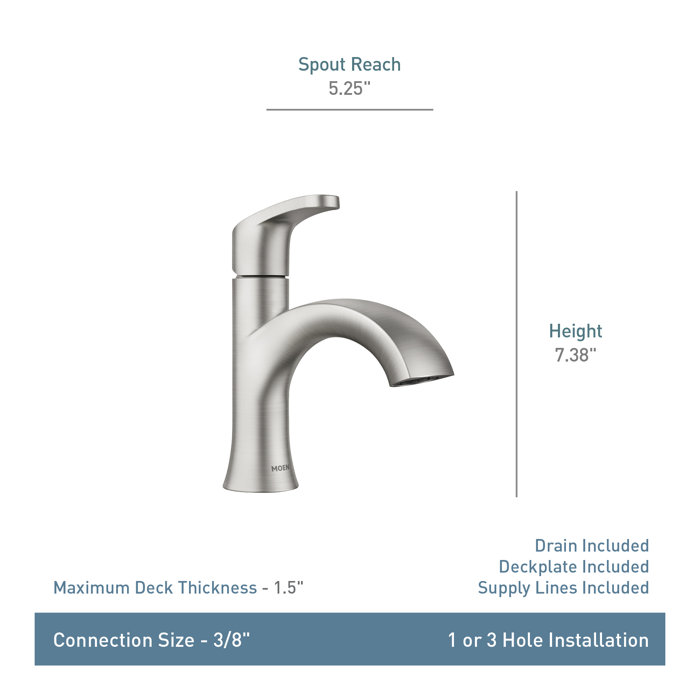 Moen Karis Single Handle Bathroom Faucet with Push Down Drain
